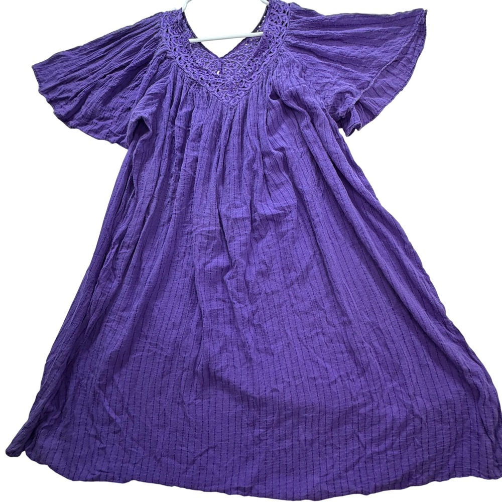 Chance Encounters Dress Women OS Purple Cotton Rayon Gauze Greecs *pilling*